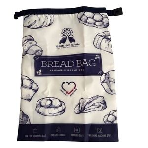 Grin By Grin Reusable Bread Bag Recycled Plastic Eco Friendly Navy Cream Buckle